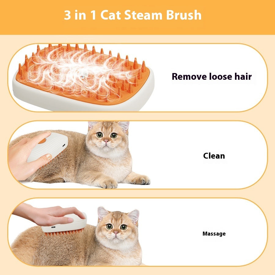 Rechargeable Steam Spray Pet Comb for Soft, Shiny Coats