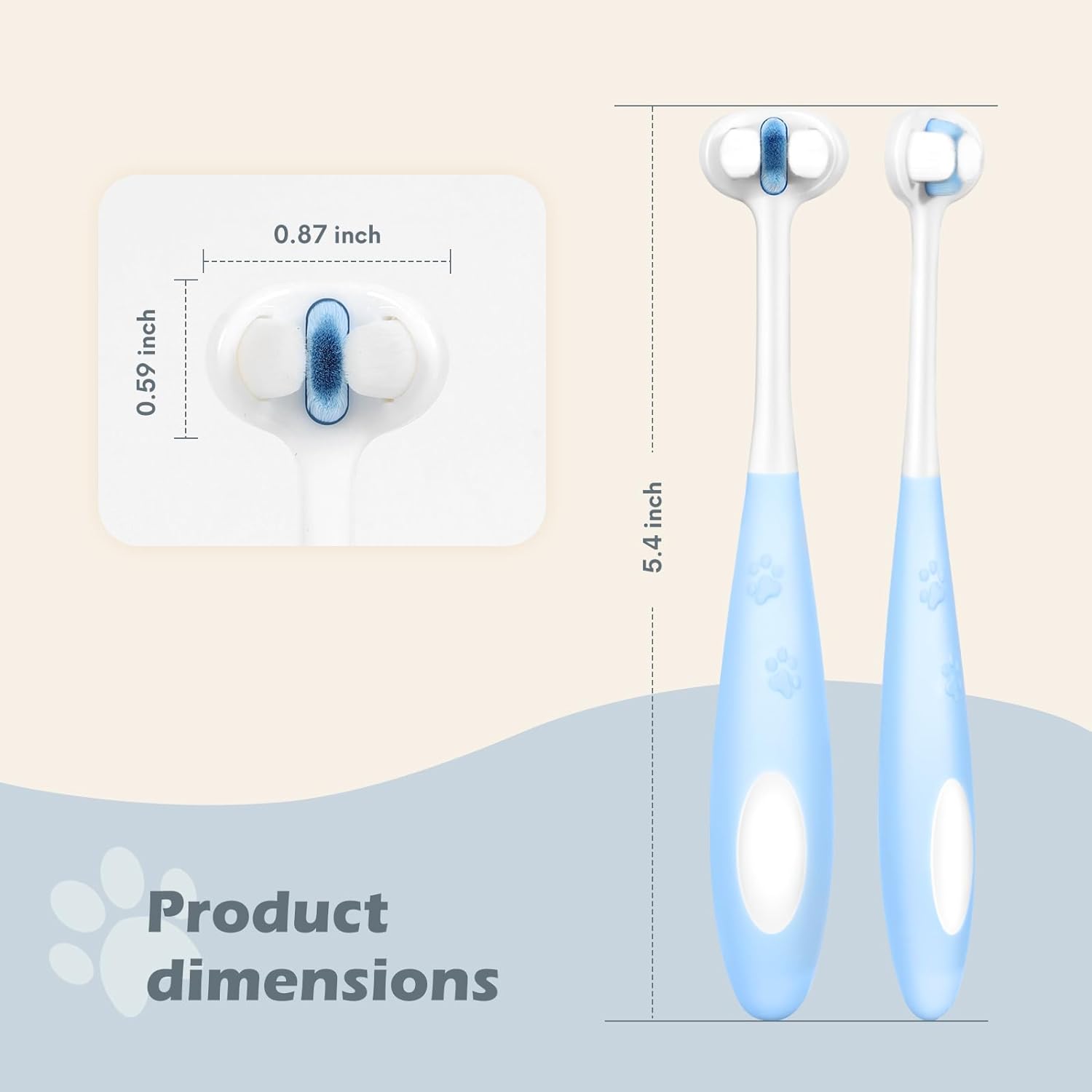 Gentle 3-Sided Dog Toothbrush for Sensitive Teeth and Gums