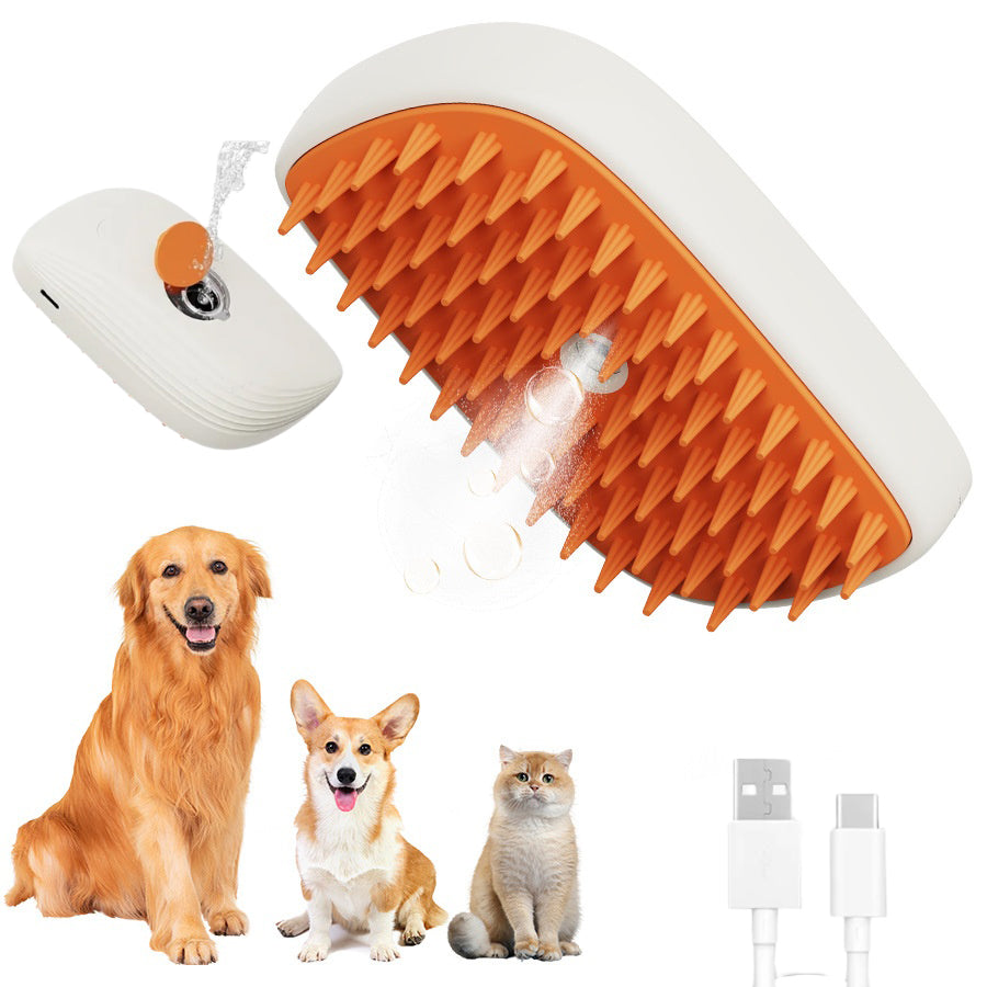 Rechargeable Steam Spray Pet Comb for Soft, Shiny Coats