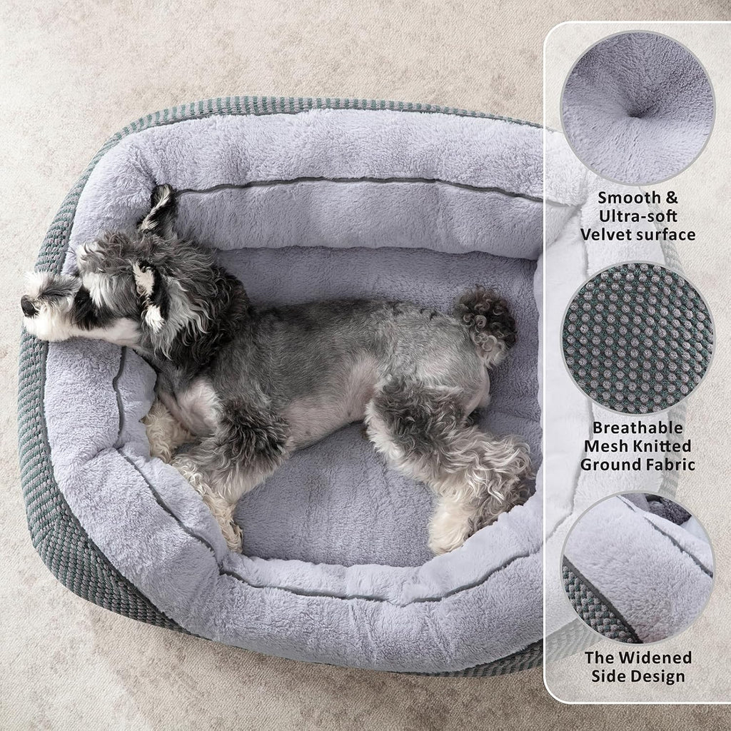 Calming Plush Dog Crate Bed – Faux Fur, Anti-Anxiety Crate Mat for Medium Dogs