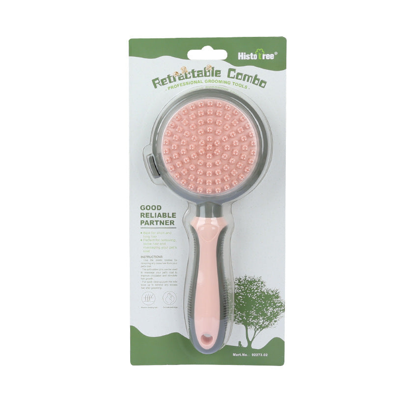 Pet Hair Removal Comb with Self-Cleaning Slicker Design