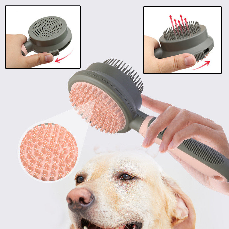 Pet Hair Removal Comb with Self-Cleaning Slicker Design